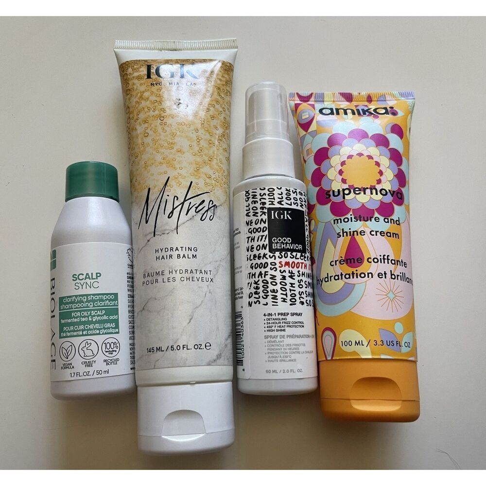 IGK Mistress Hydrating Balm & Amika Supernova FULL Biolage Good Behavior samples